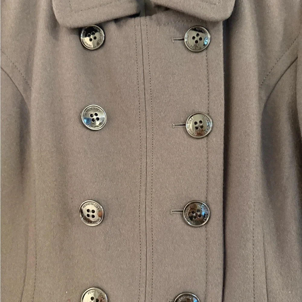Women's Double-Breasted Gray Pea Coat - Picture 5 of 5